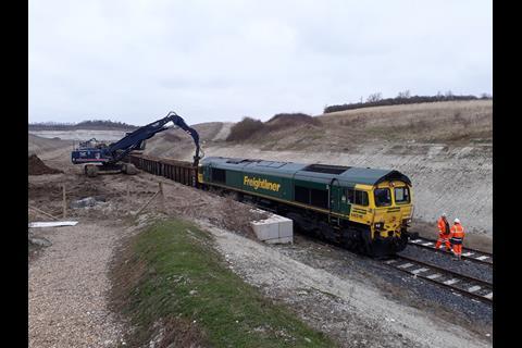 Freightliner operated its first service from Willesden in London to Barrington near Cambridge delivering spoil for Lynch on March 22.